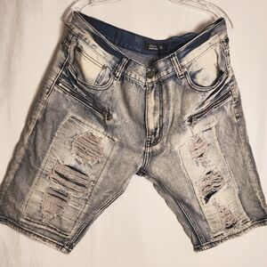 Trestles Supply Co California Republic Mens Distressed Blue Jean Shorts Sz 38